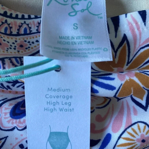 New Double Ruffle Bandeau and High Waist Bottoms Bikini - Kona Sol Small - Picture 9 of 9